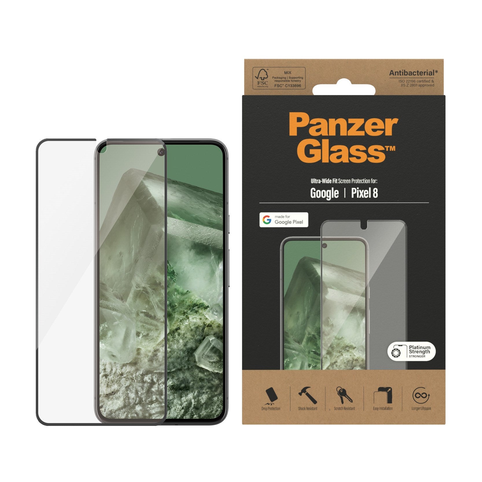 PanzerGlass® Displayschutz Google Pixel 8 | Ultra-Wide Fit